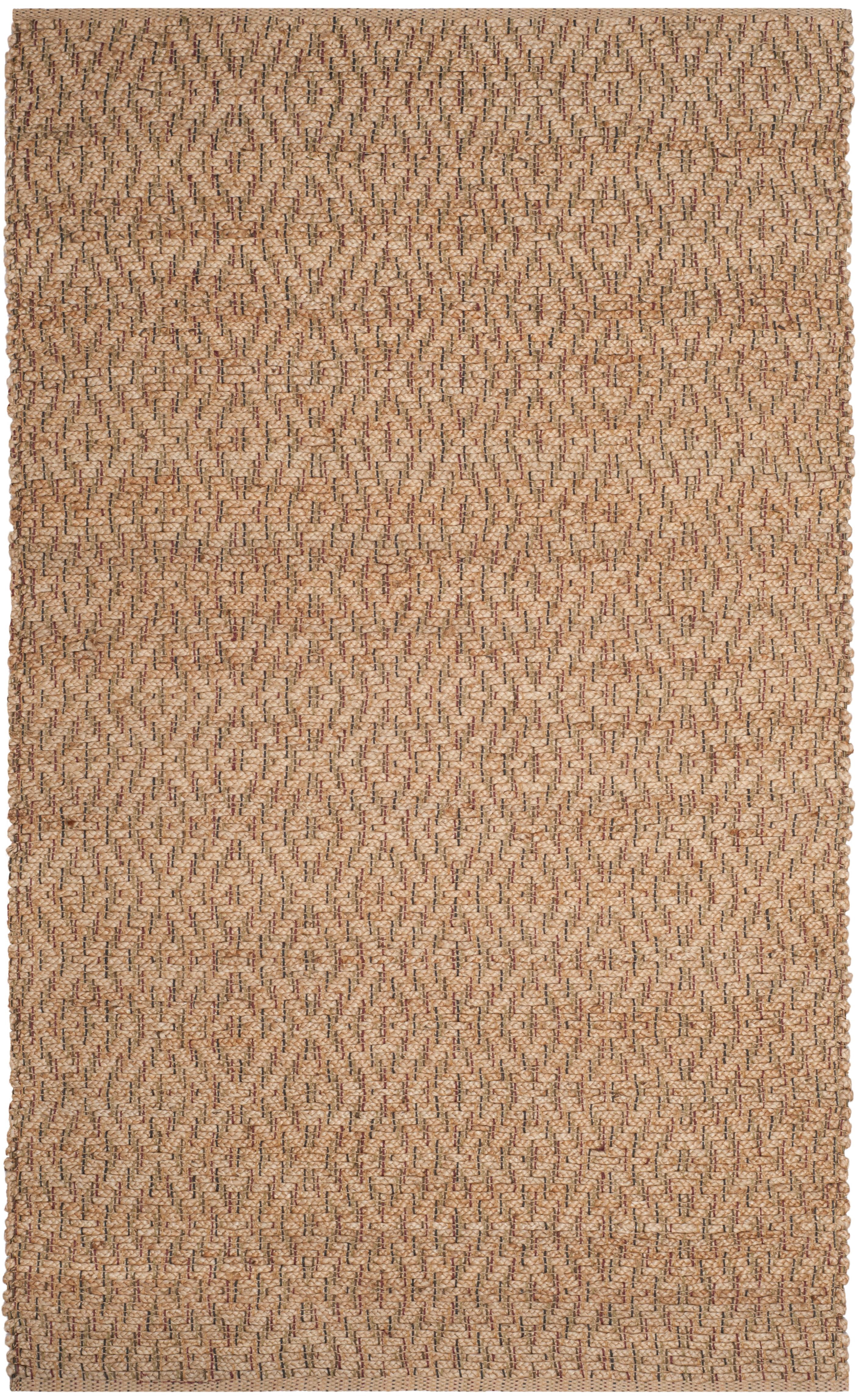 SAFAVIEH Natural Fiber Haven Geometric Braided Jute Area Rug, Natural/Red, 5' x 8'