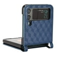 thumbnail image 4 of TECH CIRCLE Flip Case for Samsung Galaxy Z Flip 3,Plaid Embossed PU Leather with Shockproof Card Slot Case for Samsung Galaxy Z Flip 3 6.7 inch,Blue, 4 of 6