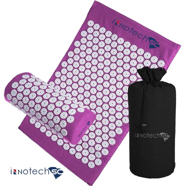 Innotech Sc Juego de Almohada y Tapete de Acupresión para Aliviar el Dolor de Espalda/cuello y Relajación Muscular con Bolsa de Transporte