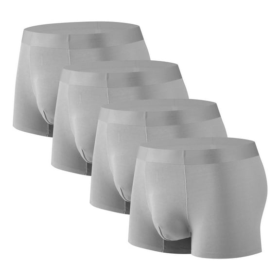 talentlend 4 Pack Boxer Briefs for Mens Elastic Mid Rise Waisted Solid Color Full Coverage Seamless Underpants