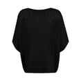 thumbnail image 5 of Summer Casual Off Shoulder Crochet Tops Loose Hollow Out Knit Sweater, 5 of 6