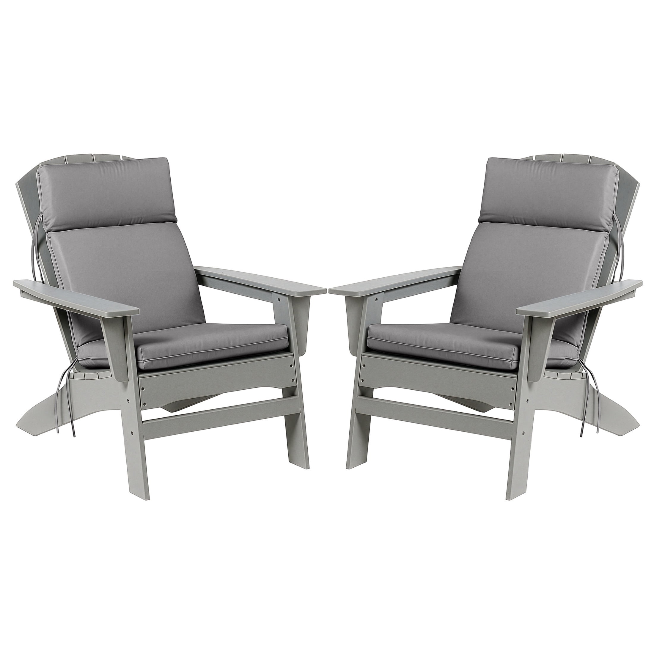 Lavish Home 45x21.5x3in High Back Outdoor Chair Cushions Set of 2 with Ties (Gray)