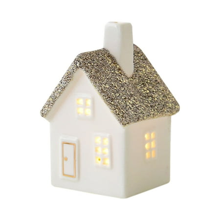 

Christmas Snow House Champagne Gold Glitter Ceramic Christmas House Christmas Small Gifts Clearance Sales