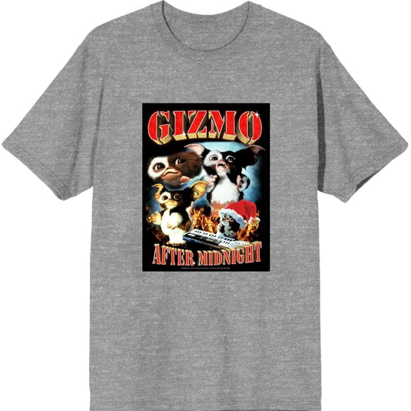 Gremlins Monsters & Logo Men's Heather Gray Crew Neck Short Sleeve Tee-Large