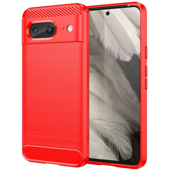Brushed Metal Design TPU Case for Google Pixel 8 - Red