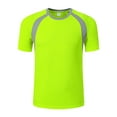 thumbnail image 3 of Haitryli Mens Athletic Sport Shirts Short Sleeve Sun Protection Rash Guard Tops Outdoor Undershirt Fluorescent Green M, 3 of 6