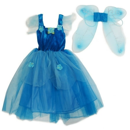 Wenchoice Girls Blue Pixie Fairy Dress Wings Set Walmart Com