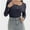Black-gray, variant on Women's Shirts Long Sleeve Casual Fall Top Button Ribbed Knit Basic Blouses