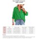 thumbnail image 5 of Camisa informal holgada de mujer con cuello vuelto y manga larga en color puro color verde, 5 of 6
