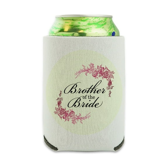Wedding Floral Brother Of The Bride Can Cooler - Drink Sleeve Hugger Collapsible Insulator - Beverage Insulated Holder