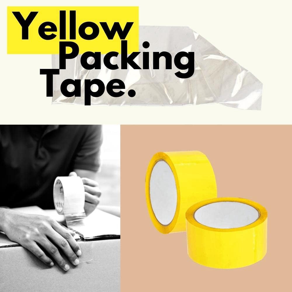 SSBM Yellow Packing Tape, Packaging Shipping Tape Rolls, 2 Inch x 110 Yards, 2.0 Mil Thick, 2700 Pack