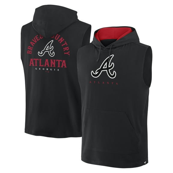 Men's Fanatics Black Atlanta Braves Fire Speed Sleeveless Pullover Hoodie
