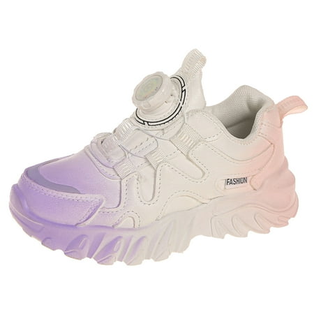 

Big Kid Sneakers Size 5.5-6 Years Little Girl Sneakers Toddler Girls Sports Shoes Fashionable New Pattern Colorful Elastic Band Thick Bottom Flat Bottom Comfortable Shoes Purple