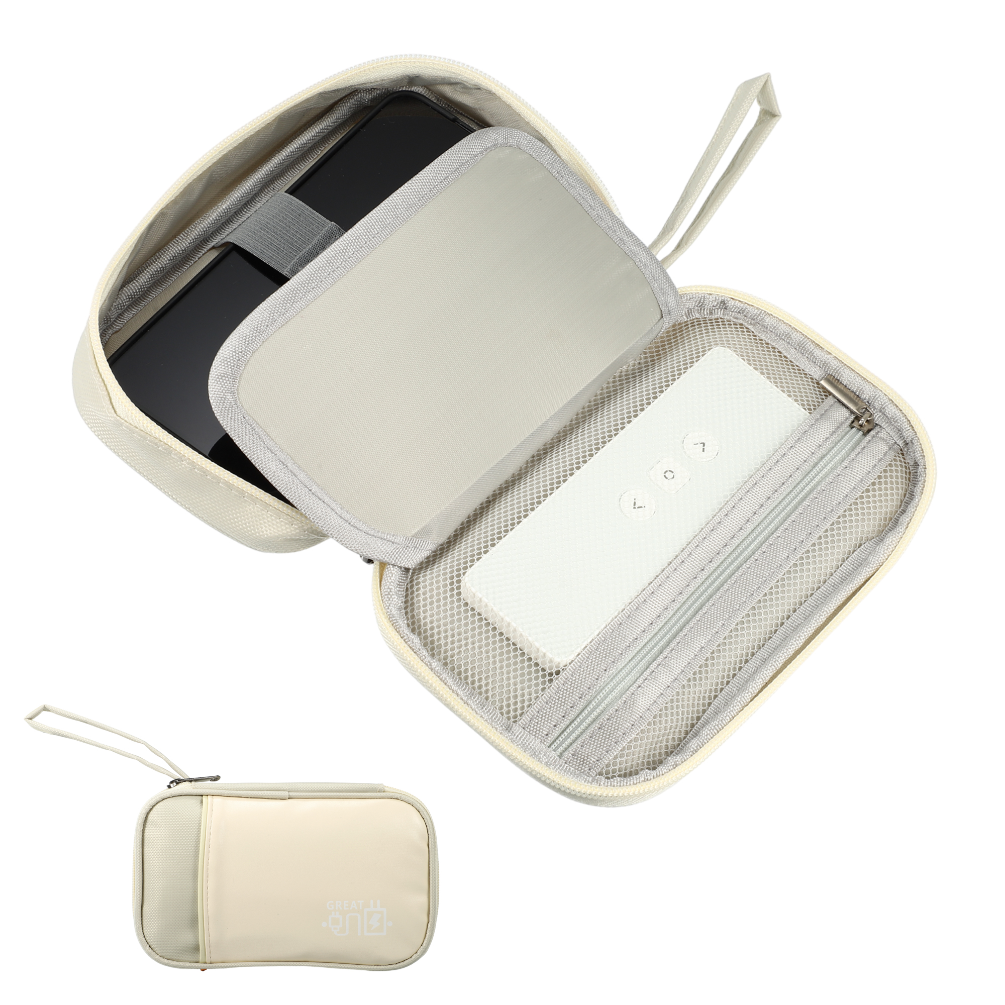 Unique Bargains Electronic Organizer Cable Waterproof Pouch for Accessories Biege