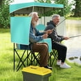 thumbnail image 4 of Costway Double Beach Chair with Adjustable Canopy Oversized Folding Camping Chair Turquoise, 4 of 10