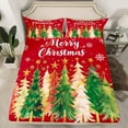 thumbnail image 2 of Homewish Graffiti Xmas Tree Twin Sheet Sets,Merry Christmas Twin Fitted Sheet,Red Green Gold Flat Sheet For Girls Kids,Super Cozy Room Decor,3-Piece, 2 of 7