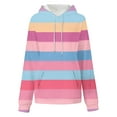 thumbnail image 4 of miqiqism Womens Striped Oversized Sweatshirts Juniors Long Sleeve Color Block Hoodies Trendy Pullover Top Y2K Clothes with Pocket Casual Drop Shoulder Blouses,Pink,X-Large, 4 of 6