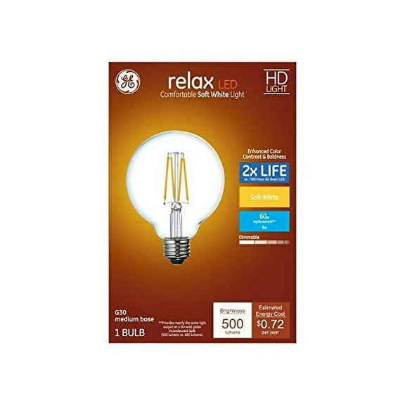 GE Relax 60-Watt EQ Soft White Dimmable Globe Light Bulb