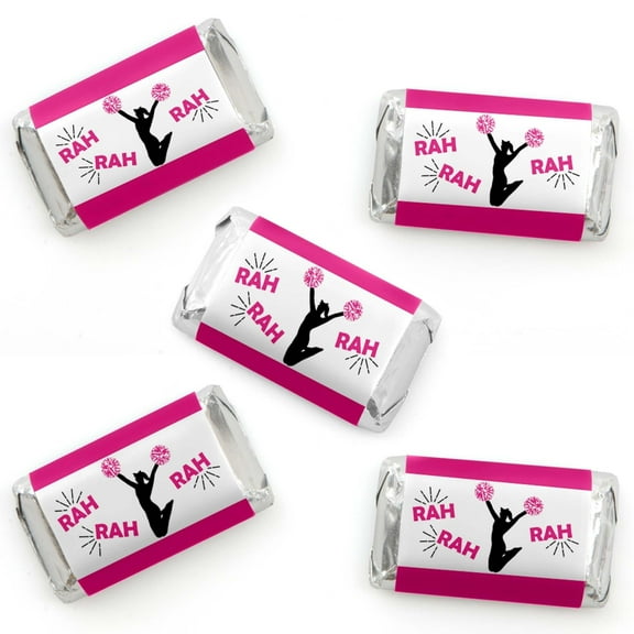Big Dot of Happiness We've Got Spirit - Cheerleading - Mini Candy Bar Wrapper Stickers - Birthday Party or Cheerleader Party Small Favors - 40 Count