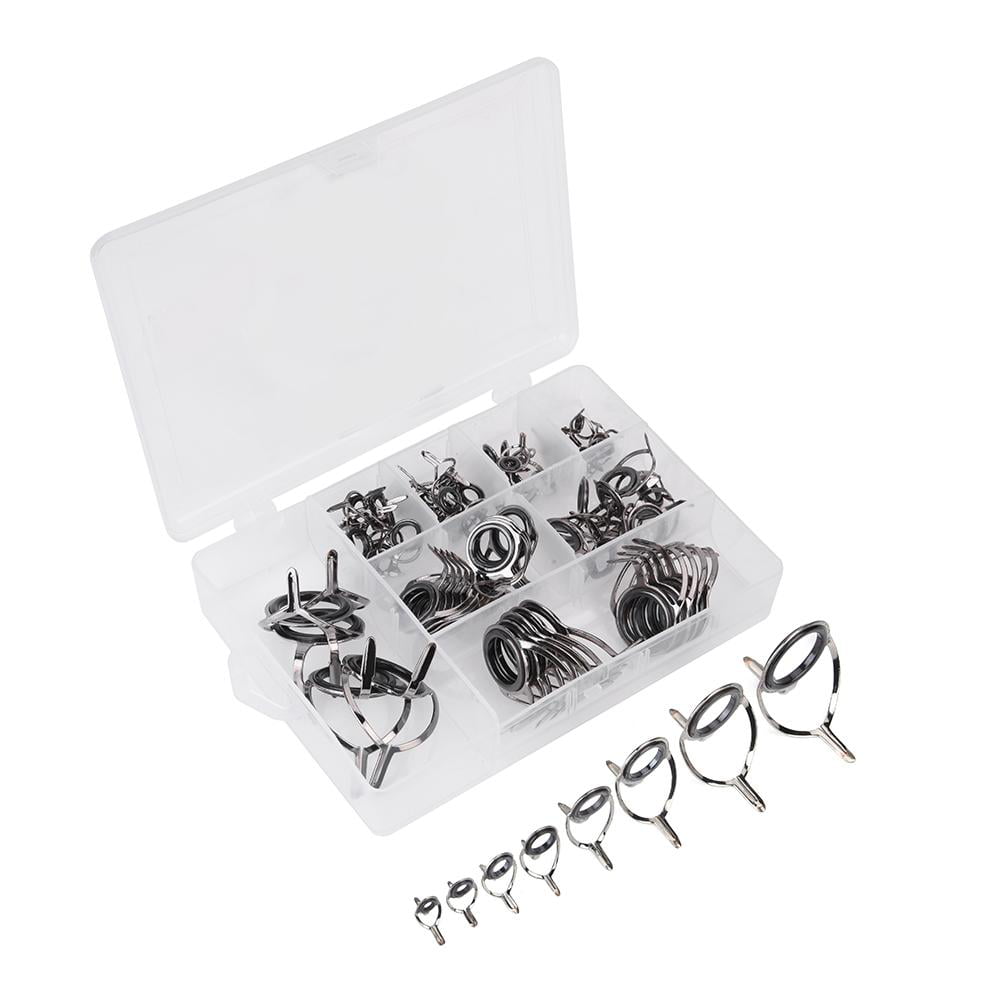 75Pcs/box Fishing Rod Guides Double Foot Stainless Steel Frame Ceramic Ring 