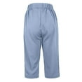 thumbnail image 5 of Clearance under 10$ Sevevn Women's Linen Loose Pants Button Elastic Waist Casual Straight Tube Pants Capris Deal of the Week Sky Blue M, 5 of 5