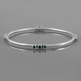 thumbnail image 4 of 925 Sterling Silver Handmade Bangle with Natural Emerald Gemstones – 12.20g Bezel Set Round Green Stones – Artisan Jewelry for Women (2.25 Inches), 4 of 5