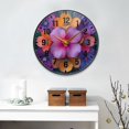 thumbnail image 2 of Yayeee Wall Clock Battery Operated 11.9" Silent Quartz Non-Ticking for Living Room Decor, Large Purple Flowers, 2 of 8