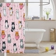 thumbnail image 3 of Manfei Kawaii Teacup Cat Shower Curtain 72Wx72L, Triangle Abstract Bathroom Curtain, Pink, 3 of 5