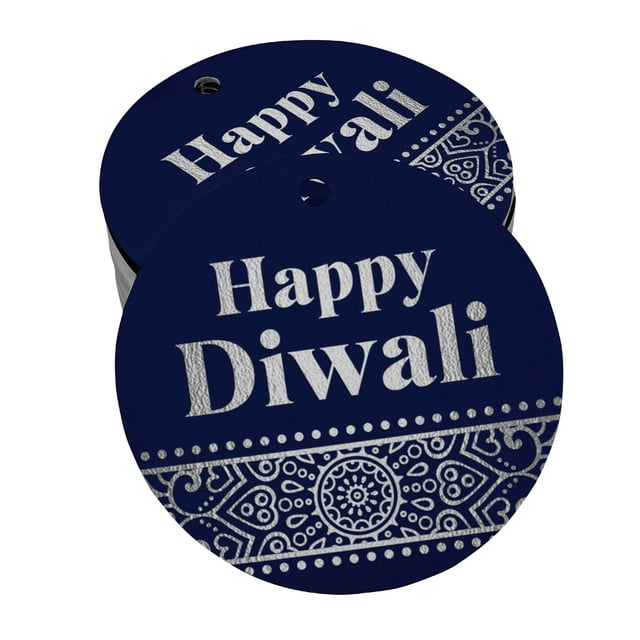 Inkdotpot Étiquette Joyeux Diwali en Feuille d'Argent Véritable 100 Pcs