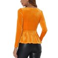 thumbnail image 3 of INSPIRAR CHIC Blusa de Mujer Elegante de Terciopelo con Escote Corazón de Manga Larga y Peplum Talla XS Amarillo, 3 of 6