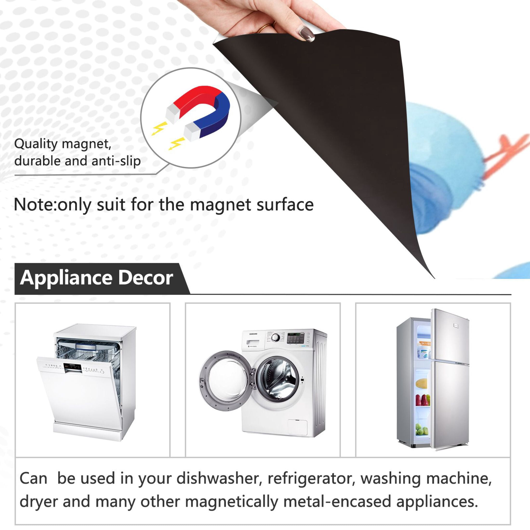 Dishwasher Magnetic Sticker 23x26 Inch Refrigerator Magnetic Sticker Washing Machine Magnetic Sticker Kitchen Panel Magnetic Sticker Home Decor Cartoon Blue Bird