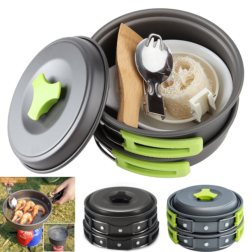 Camping Cookware Kit Outdoor Aluminum Cooking Set Water Kettle Pan Pot