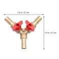 thumbnail image 4 of Y Shape Three-way Gas Pipe Distribution Switch Shut Off Ball Fitting Hose Barb Fuel Gas Clamp Tee (Copper 10mm Golden Red), 4 of 9