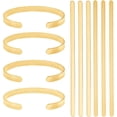 thumbnail image 1 of 6 piezas de pulseras de acero inoxidable 304 en blanco, de metal dorado, ajustables, con base simple, con estampado y grabado, finas tiras para brazaletes en blanco., 1 of 6