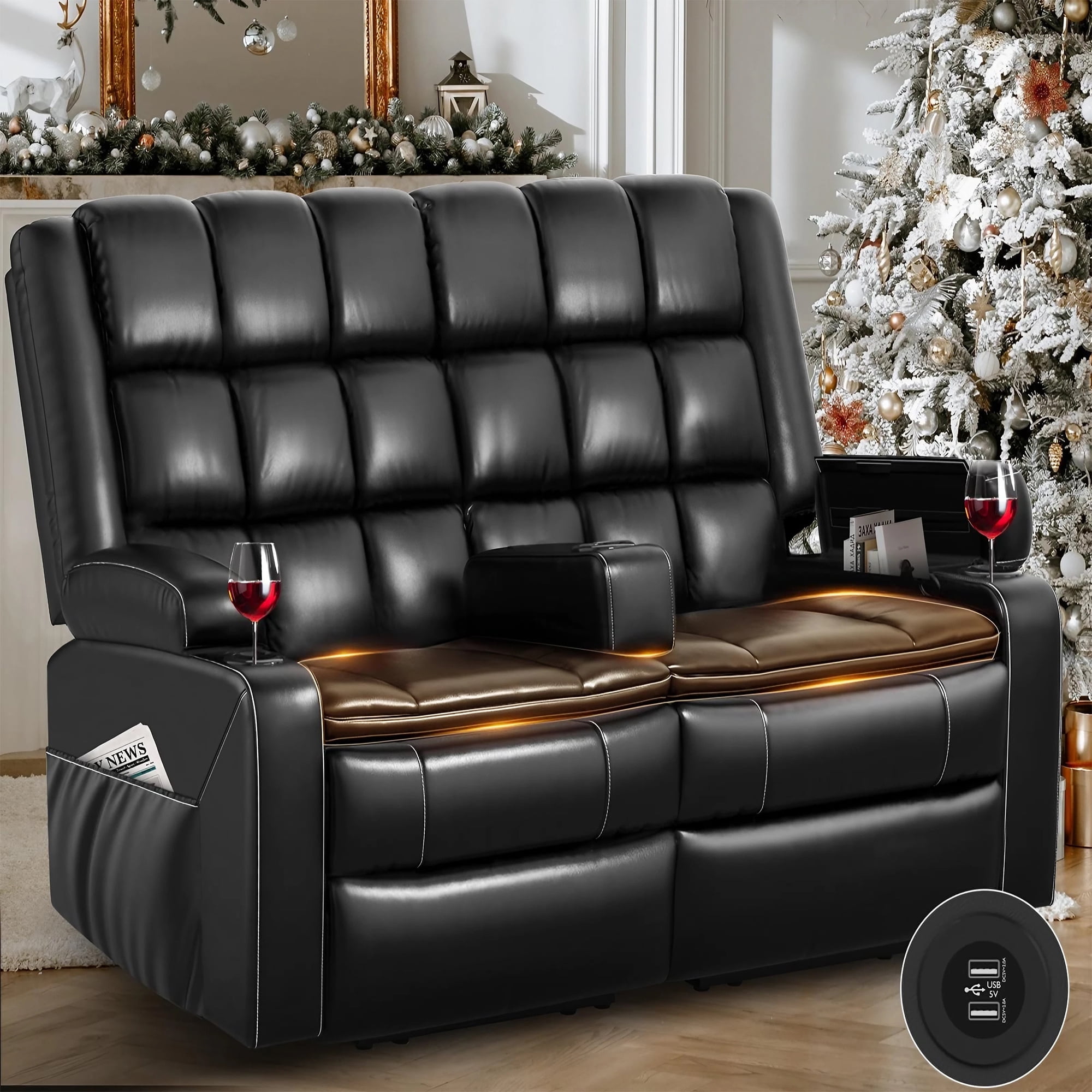 TRUME S　collection TR-MB5004/MB52-UAA0 TrumanPick Power Air Leather Recliner Sofa Set with LED