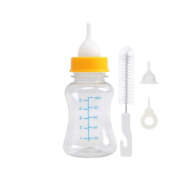 Kraoden Pet Nursing Bottle Kit for Puppies and Small Animals, Feeding Set with Multiple Nipples, Nipple Hole Puncher, and Bottle Brush for Hand Rearing and Basic Care
