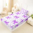 thumbnail image 5 of Erosebridal Purple Polka Dot Bow Twin Sheet Sets for Girls, Watercolor Ribbon Bedding for Women, 3 Pieces, 5 of 6