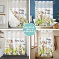 thumbnail image 5 of No Hook Shower Curtain with Snap in Liner, Farm Bunny Easter Egg White Plank Waterproof Bath Curtain Double Layers with See Through Top Window, Sheep Meadow Floral Hotel Shower Curtains 72x84in, 5 of 9