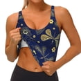 thumbnail image 4 of Vsdgher Vintage Golden Butterfly Print Women Sleeveless Athletic Tank Top Built-in Bra Camisole Sports Vest for Yoga Running Fitness Exercise with Removable Pads, 4 of 8