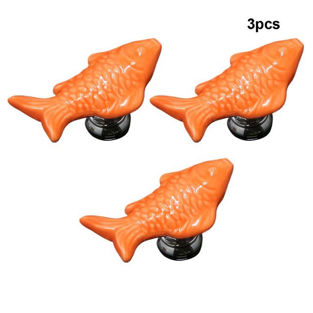 VONKY 3pcs Bright Heart And Fish Shaped Knob For Cabinet Drawer And Has Delicate Touch. Is Hardware Orange goldfish 1
