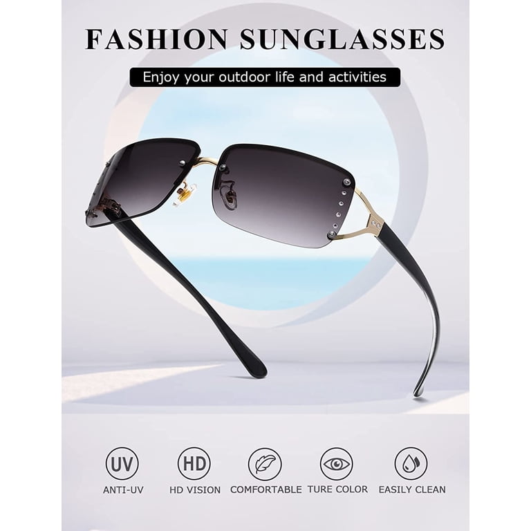Euphrates Rectangle Sunglasses, Stylish Rimless Retro UV400  display picture 2