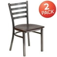 thumbnail image 2 of Flash Furniture 2 Pack HERCULES Series Silver Antique Finish with Clear Coat Ladder Back Metal Restaurant Chair - Walnut Wood Seat, 2 of 8
