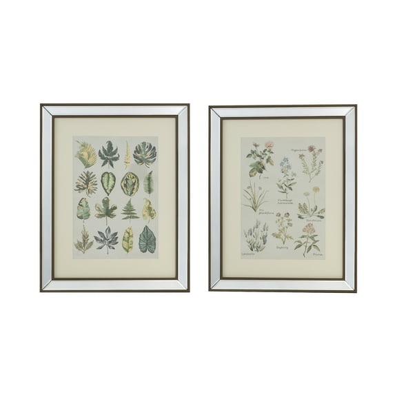 A&B Home Liana Mirror Framed Wall Art - Set of 2 - Green/Beige/Cream