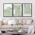 thumbnail image 3 of Wall26 Framed Prints Canvas Wall Art Set of 3 Sage Green Stripe Polygon Pattern Collage Abstract Geometric Illustrations Decorative Bohemian Multicolor Home Wall Decora - Black 16"x24"x3, 3 of 5