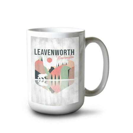 

15 fl oz Ceramic Mug Leavenworth Washington Bear and Reflection Contour Dishwasher & Microwave Safe