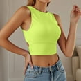 thumbnail image 2 of Ulitacool Womens Tank Tops Sleeveless Crewneck Ribbed Knit Tie Back Crop Tank Top Solid Color Blouse Trend Clothing M Green, 2 of 5