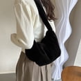 thumbnail image 4 of Bolso de felpa informal para mujer, bolso de hombro esponjoso de estilo coreano que combina con todo (negro), 4 of 8