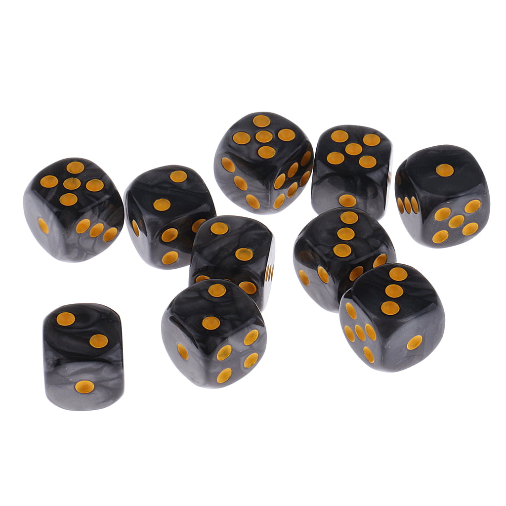 10pcs Plastic Spot Dices D6 for Dungeons and Dragons Table Games Parts 1.6cm 