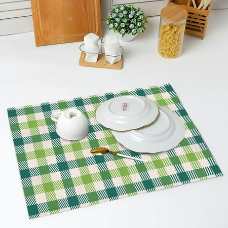 

TANGNADE St. Patricks s Day Placemats Scandinavians Irish Day Plaid Decorative Placemats Insulated Tablecloths Placemat