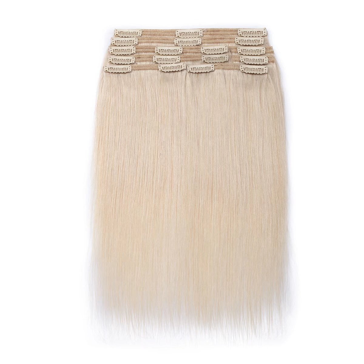 MY-LADY Extra Thick Clip in 100% Remy Human Hair Extension Double Weft Full Head Natural Hairpiece 110-170g #70 Bleach White24inch